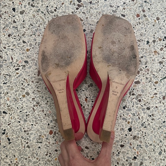 EUC Reformation hot pink Enya wedge sandal 9 - Picture 7 of 7